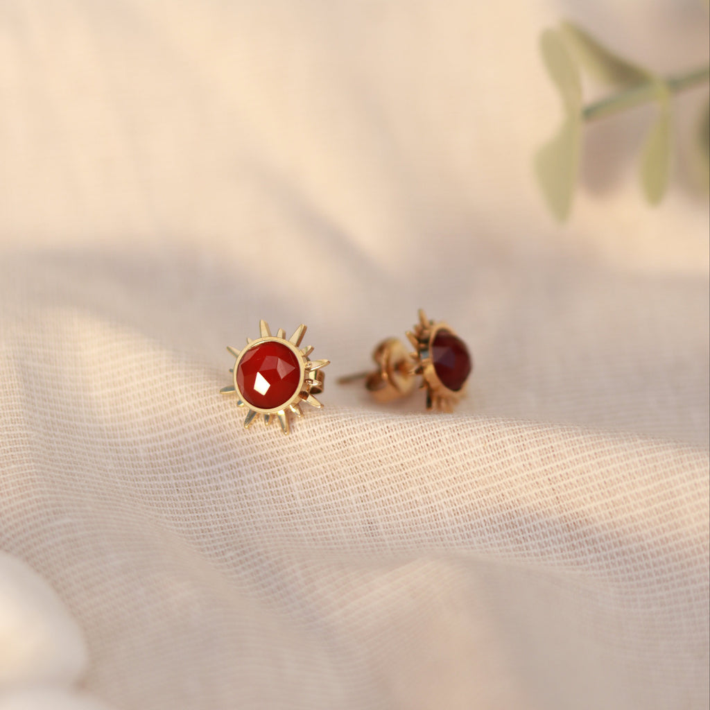 Sunlit Red | Ohrstecker | roter Achat | gold | rot