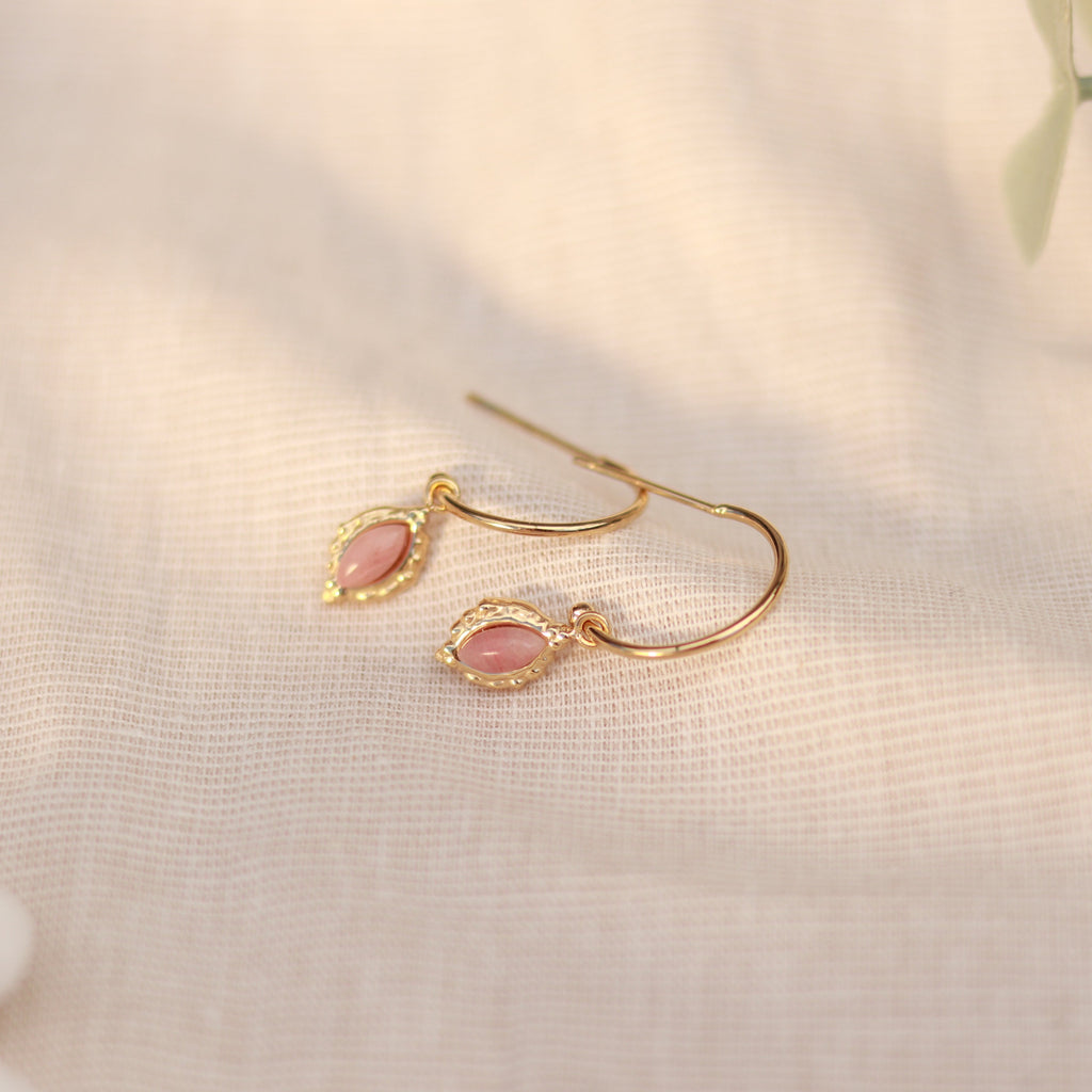 Rosy Charm | Creolen | Rhodonit Anhänger | gold | altrosa