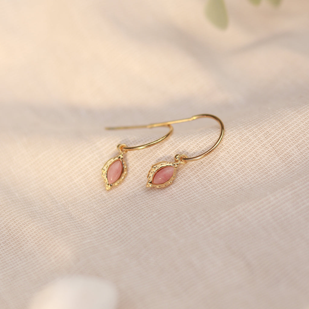 Rosy Charm | Creolen | Rhodonit Anhänger | gold | altrosa