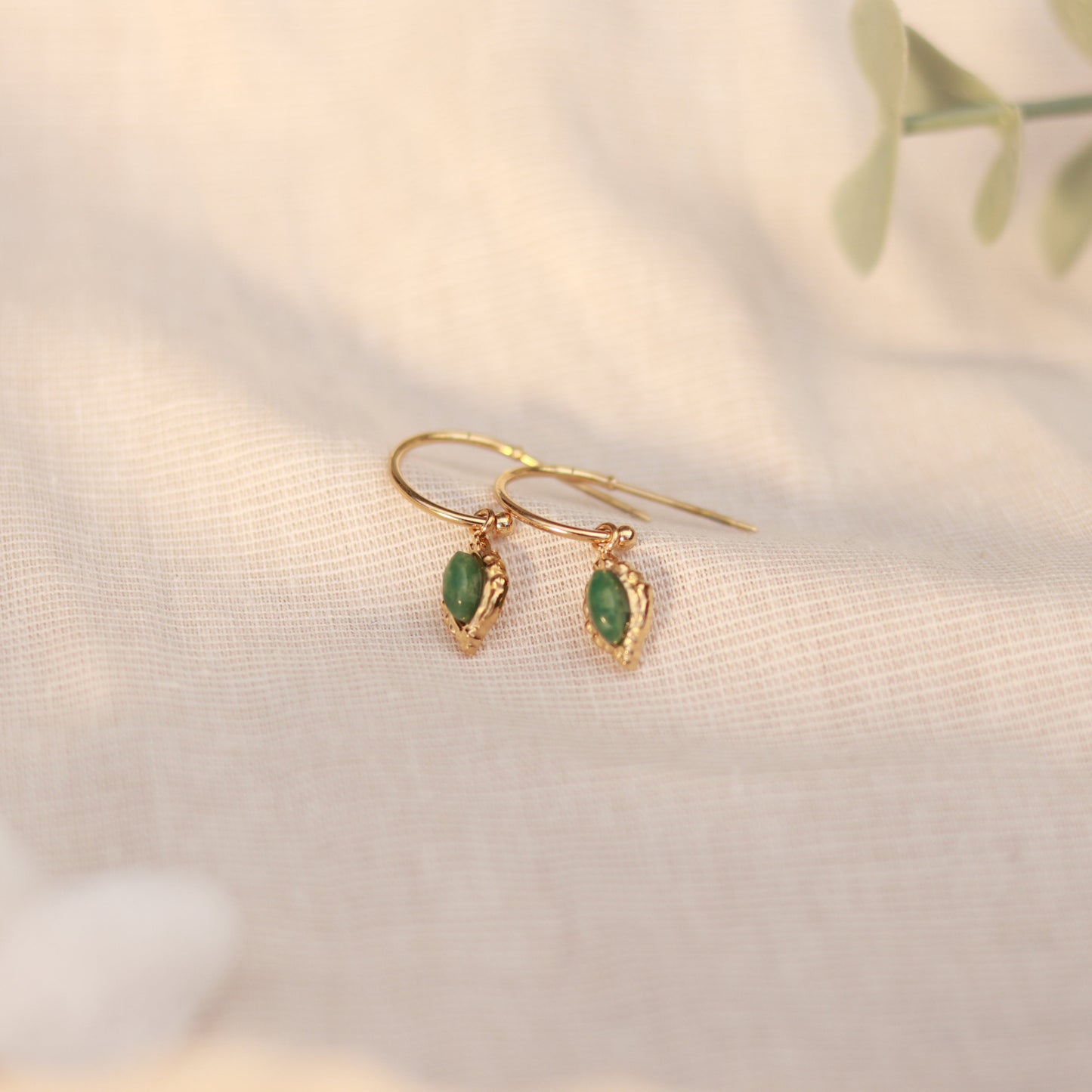 Green Serenity | Creolen | Aventurin Anhänger | gold | grün