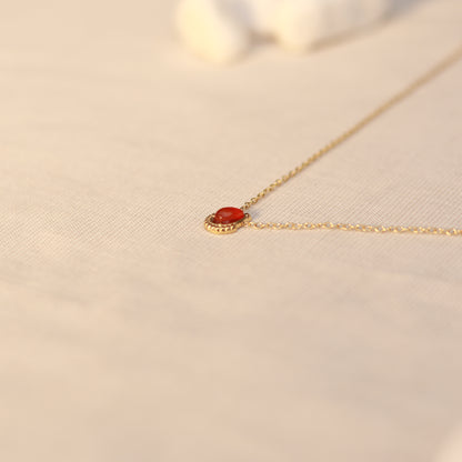 Scarlet Glow | Halskette mit rotem Jaspis Anhänger | gold | hellrot