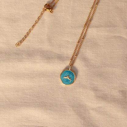 Ocean Dream | Halskette mit Emaille Anhänger | gold