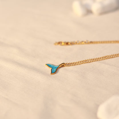 Ocean Tail | Halskette mit Emaille Anhänger | gold