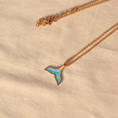 Ocean Tail | Halskette mit Emaille Anhänger | gold