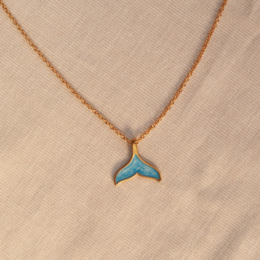 Ocean Tail | Halskette mit Emaille Anhänger | gold