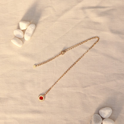 Sunlit Glow | Halskette mit rotem Jaspis Anhänger | gold | rot