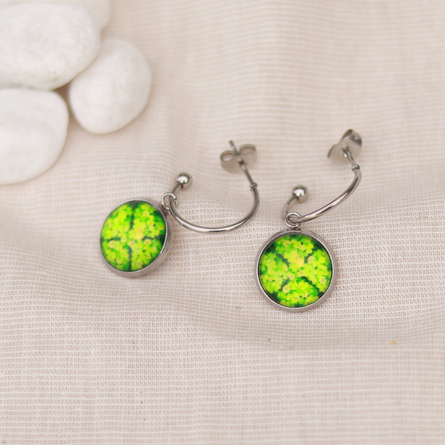 Fortuna Charm | Creolen | Cabochon Anhänger | silber | grün