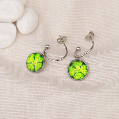 Fortuna Charm | Creolen | Cabochon Anhänger | silber | grün