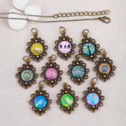 Cabochon Charm | Halskette | bronzefarben