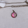 Cabochon Kette | Halskette mit Anhänger | bronzefarben