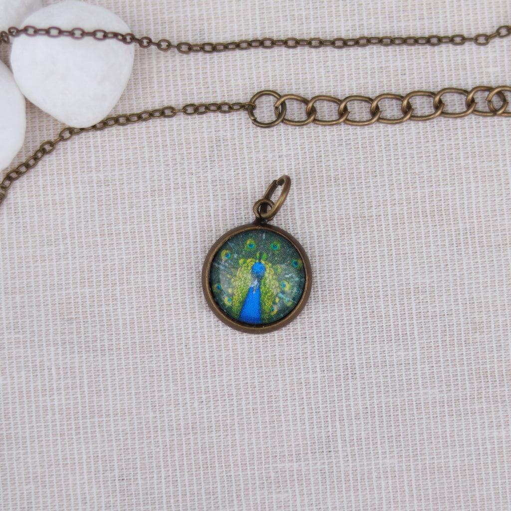 Cabochon Kette | Halskette mit Anhänger | bronzefarben