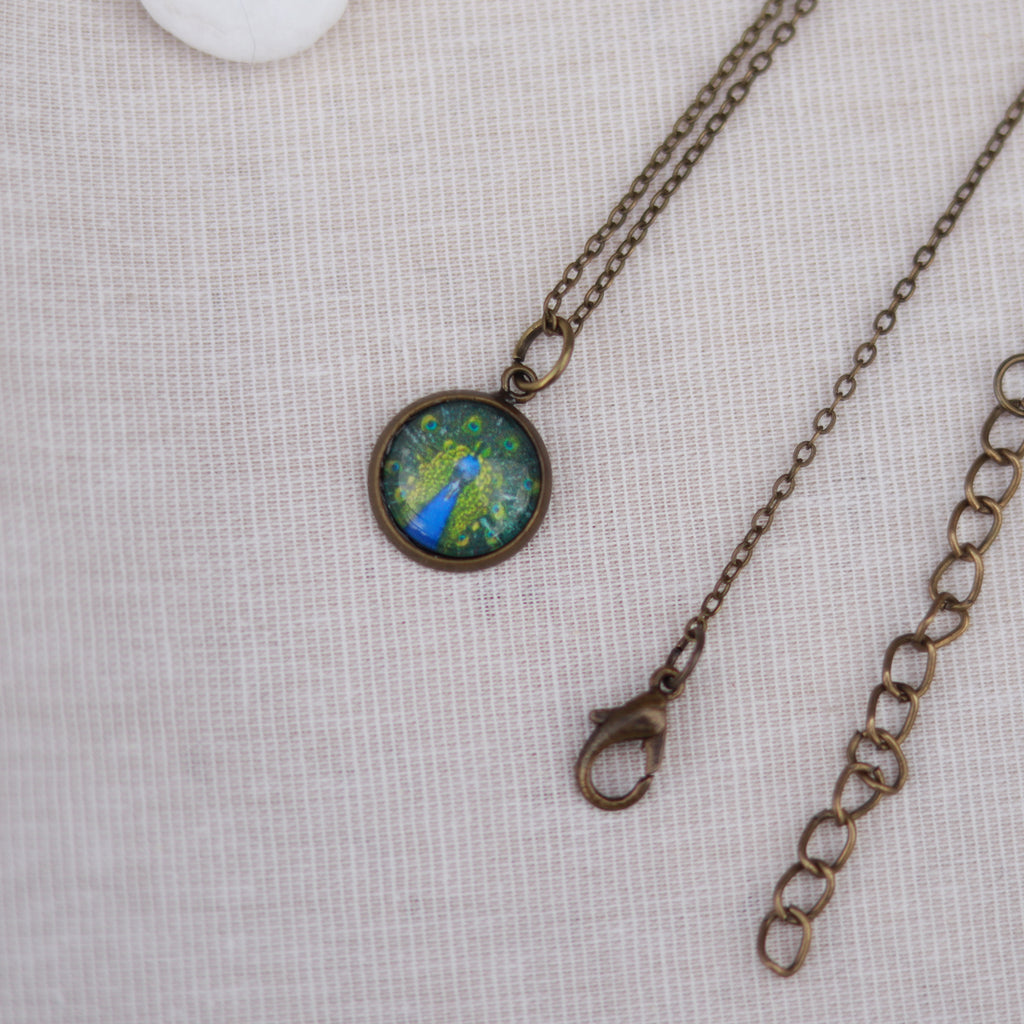 Cabochon Kette | Halskette mit Anhänger | bronzefarben