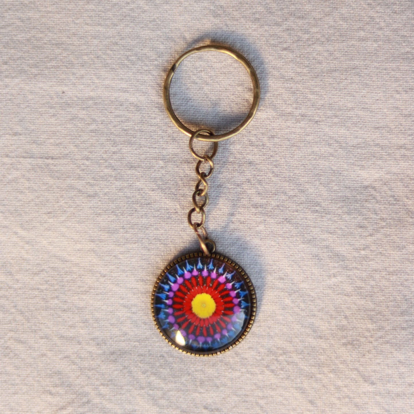 Bunte Schlüsselanhänger Mandala bronzefarbene Anhänger