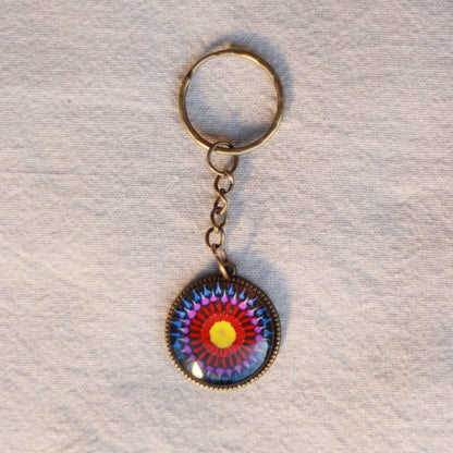 Bunte Schlüsselanhänger Mandala bronzefarbene Anhänger