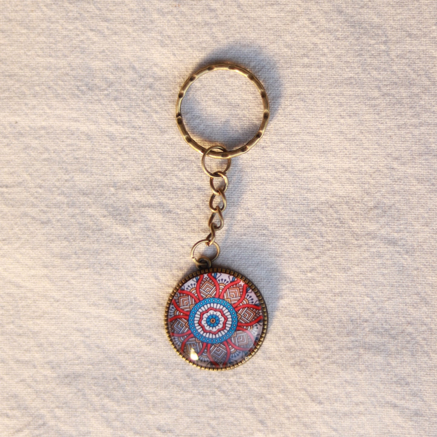 Bunte Schlüsselanhänger Mandala bronzefarbene Anhänger