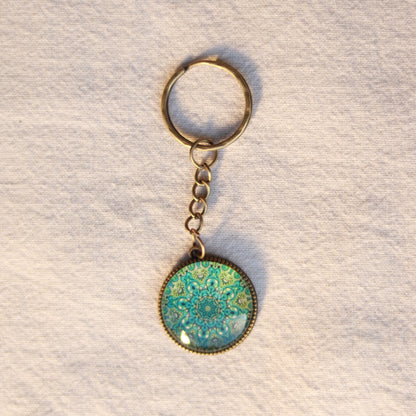 Bunte Schlüsselanhänger Mandala bronzefarbene Anhänger
