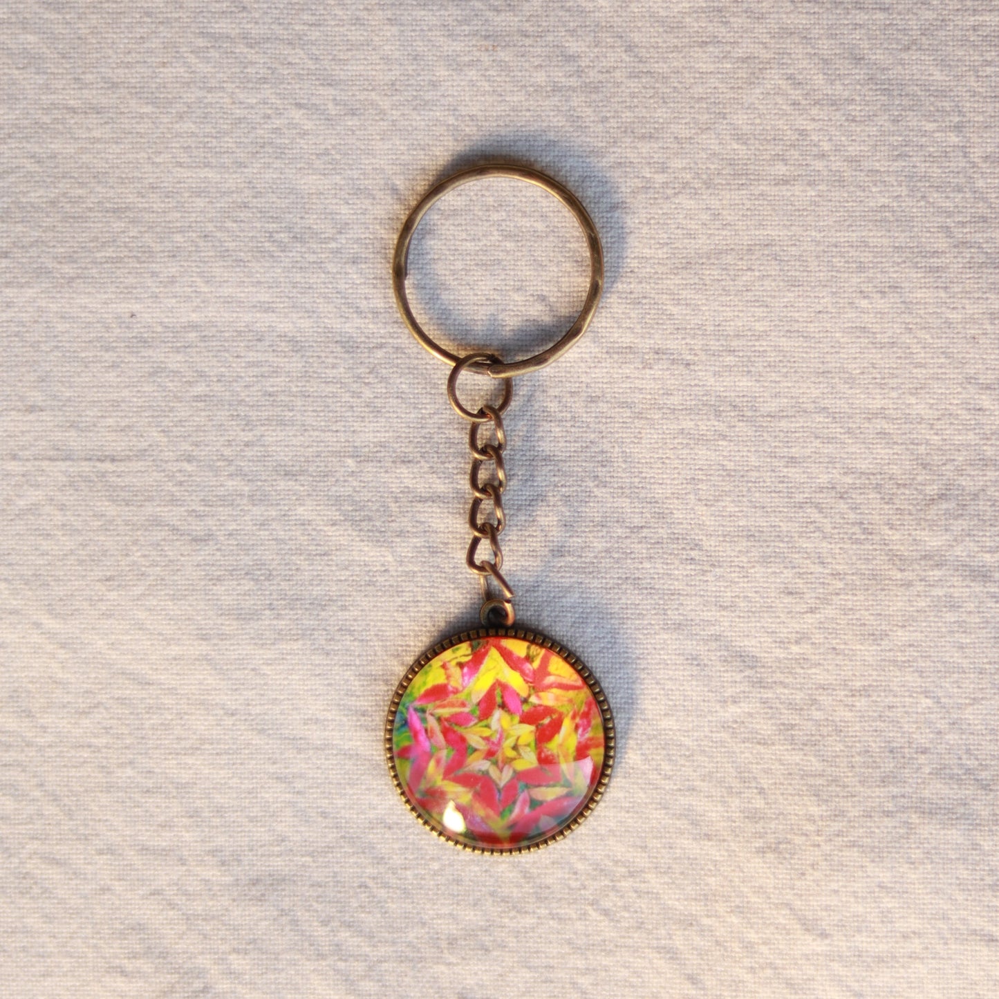 Bunte Schlüsselanhänger Mandala bronzefarbene Anhänger
