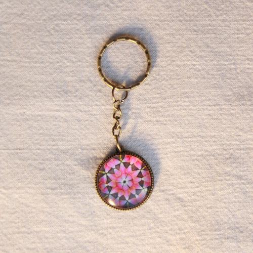 Bunte Schlüsselanhänger Mandala bronzefarbene Anhänger