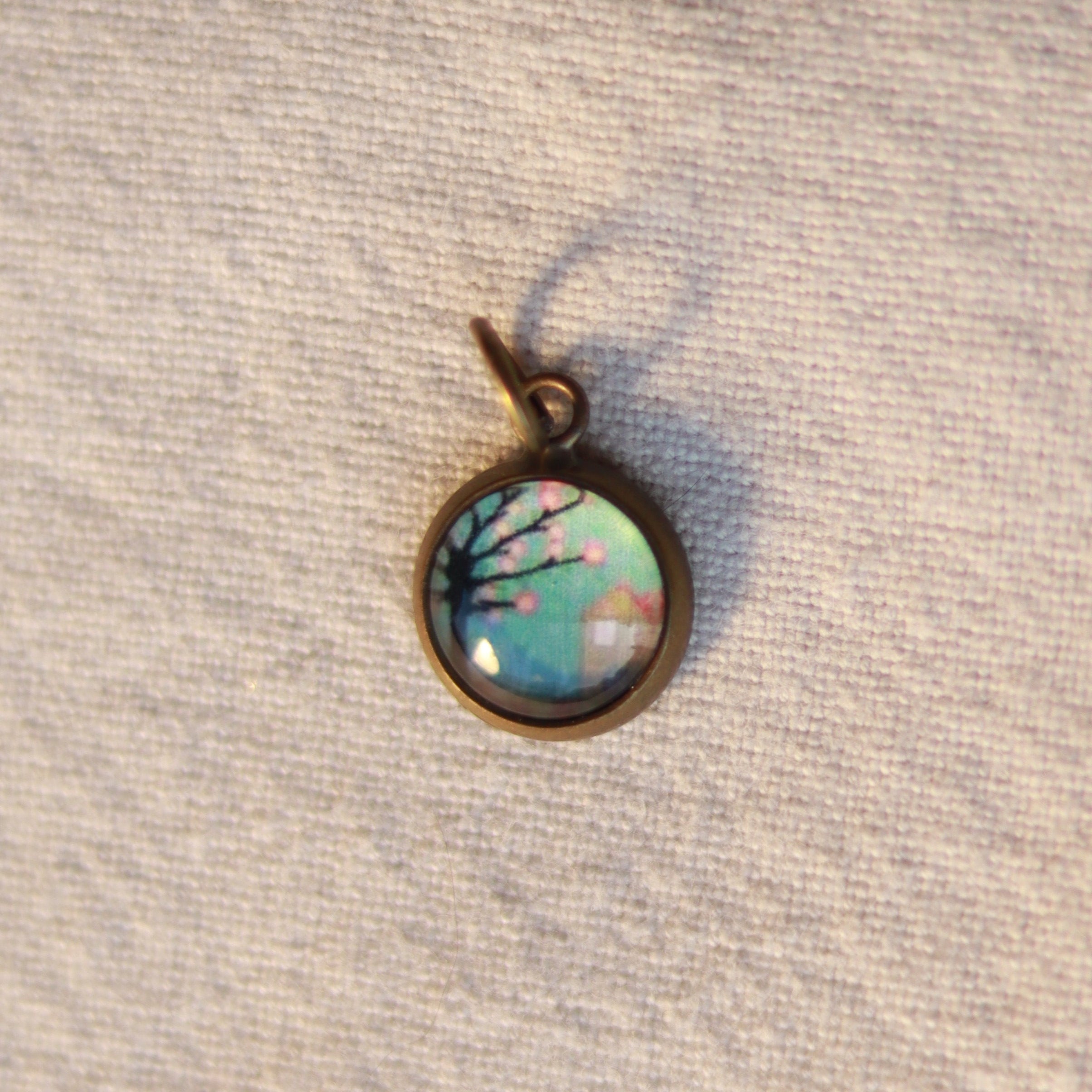 Cabochon Kette | Halskette mit Anhänger | bronzefarben