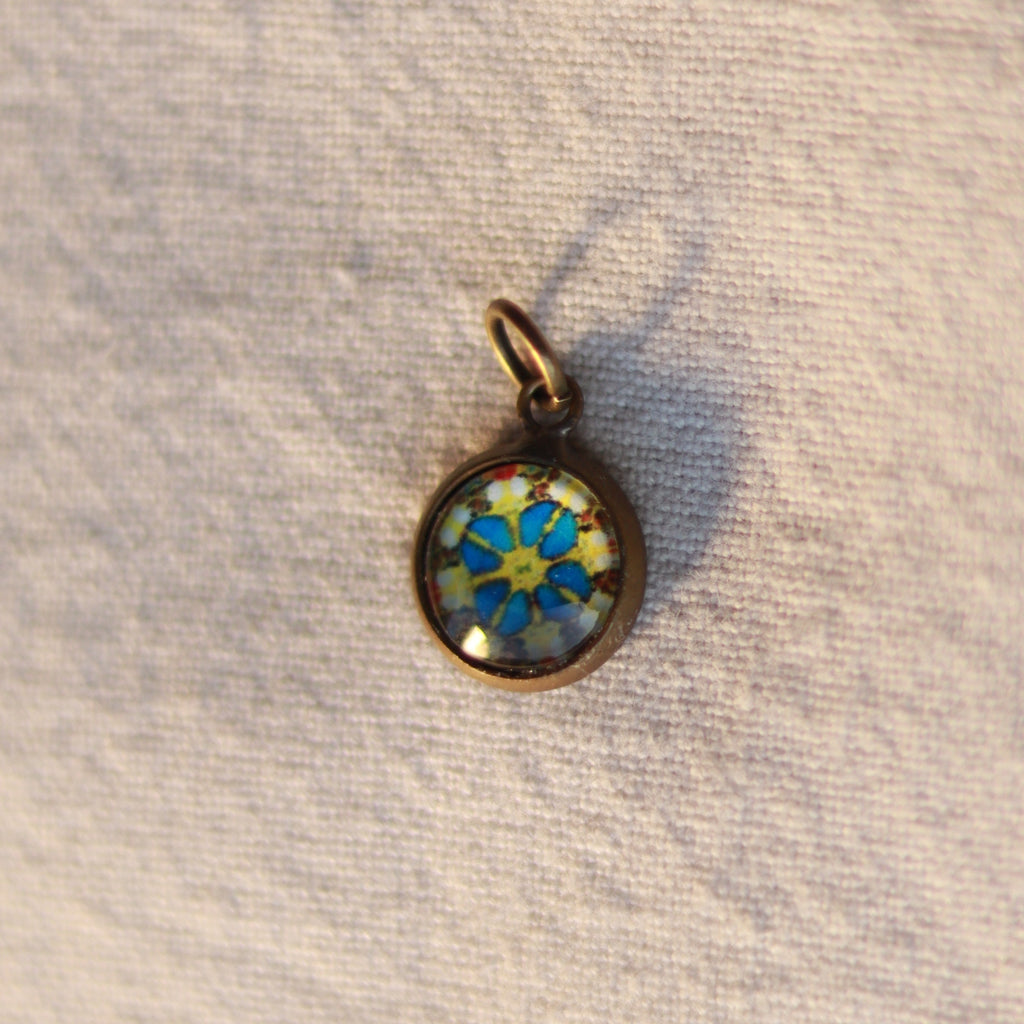 Cabochon Kette | Halskette mit Anhänger | bronzefarben