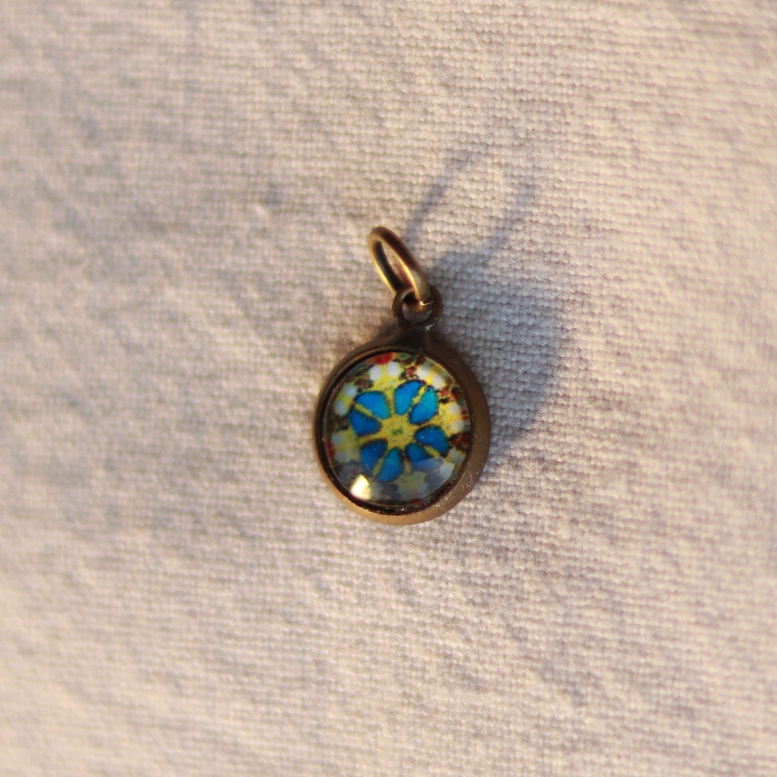 Cabochon Kette | Halskette mit Anhänger | bronzefarben