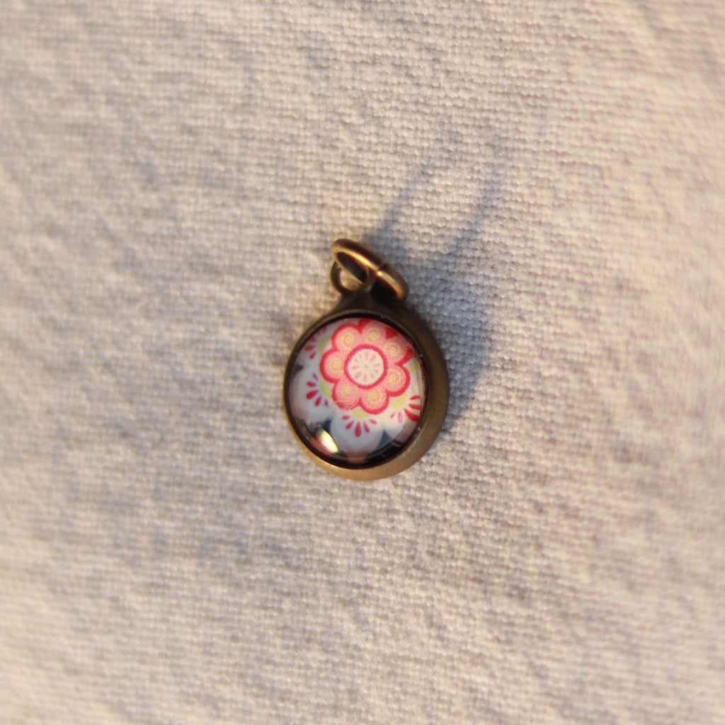 Cabochon Kette | Halskette mit Anhänger | bronzefarben