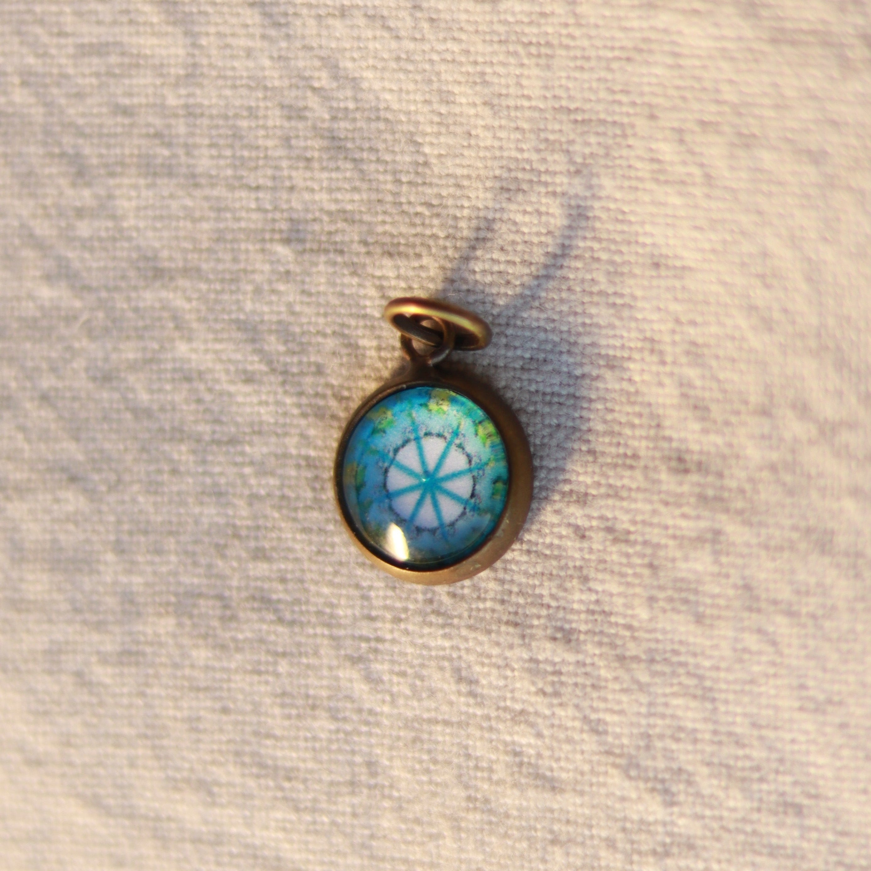 Cabochon Kette | Halskette mit Anhänger | bronzefarben