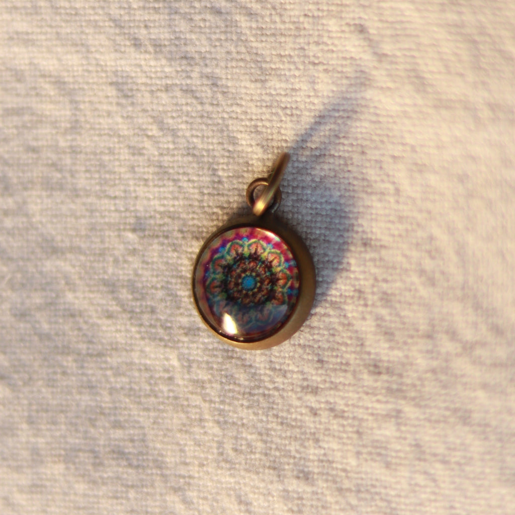 Cabochon Kette | Halskette mit Anhänger | bronzefarben