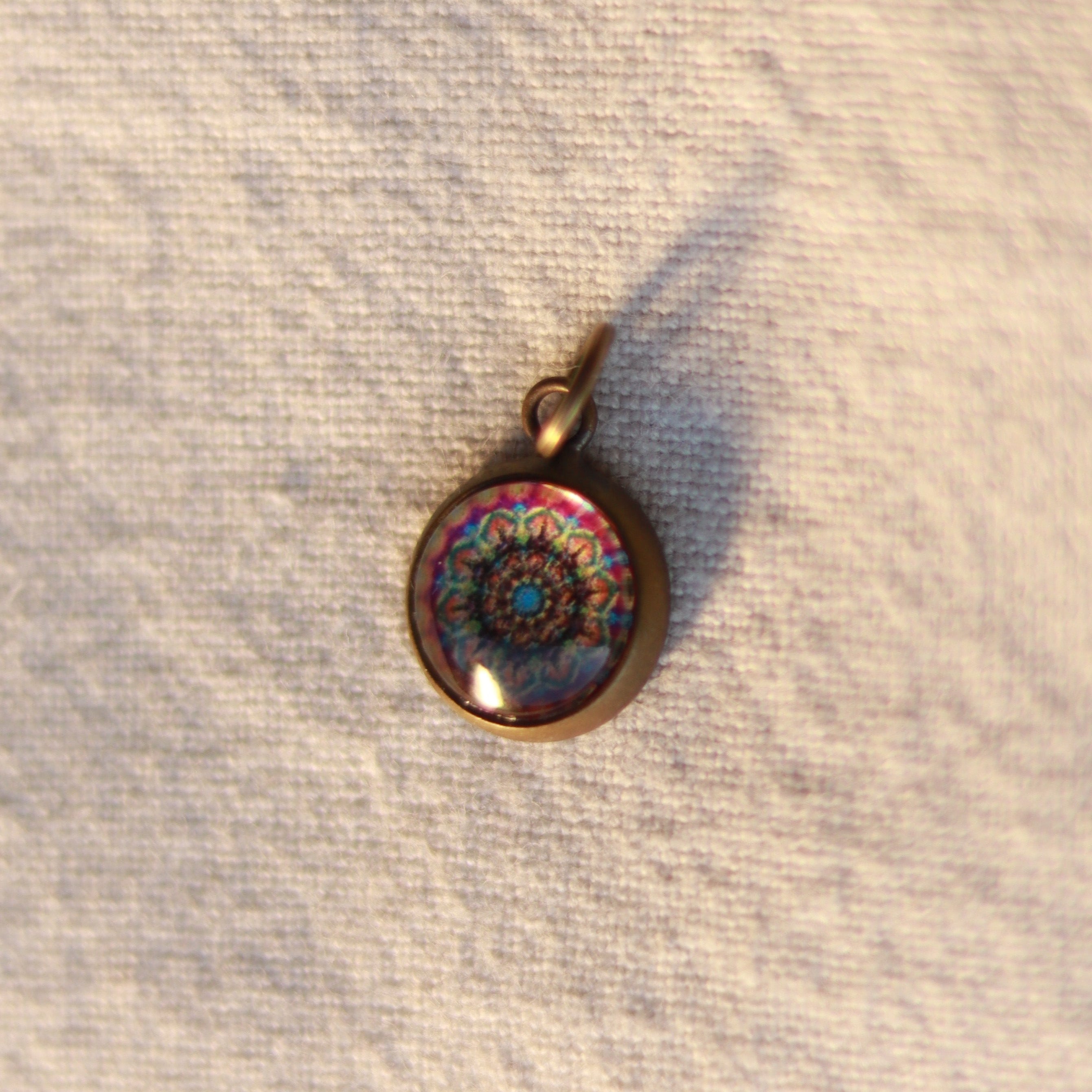 Cabochon Kette | Halskette mit Anhänger | bronzefarben