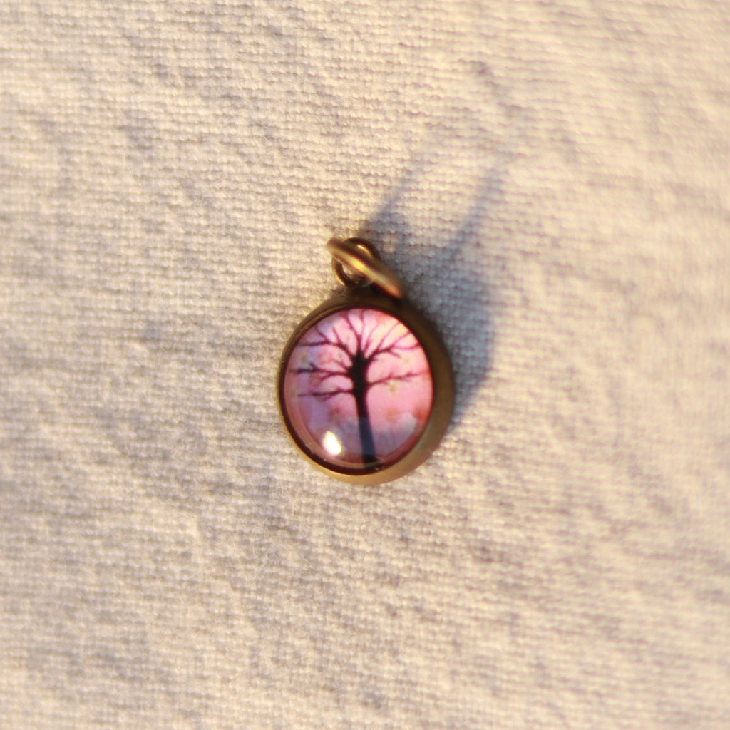Cabochon Kette | Halskette mit Anhänger | bronzefarben