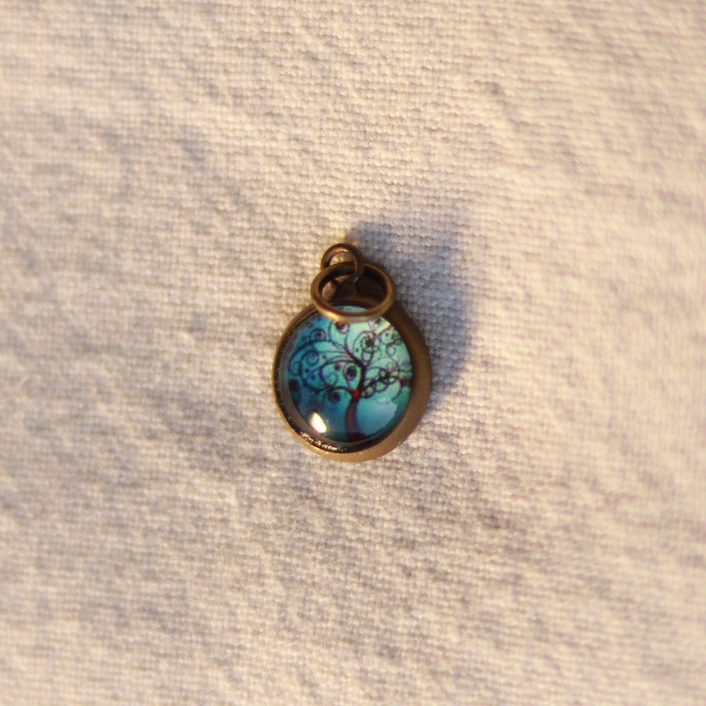 Cabochon Kette | Halskette mit Anhänger | bronzefarben