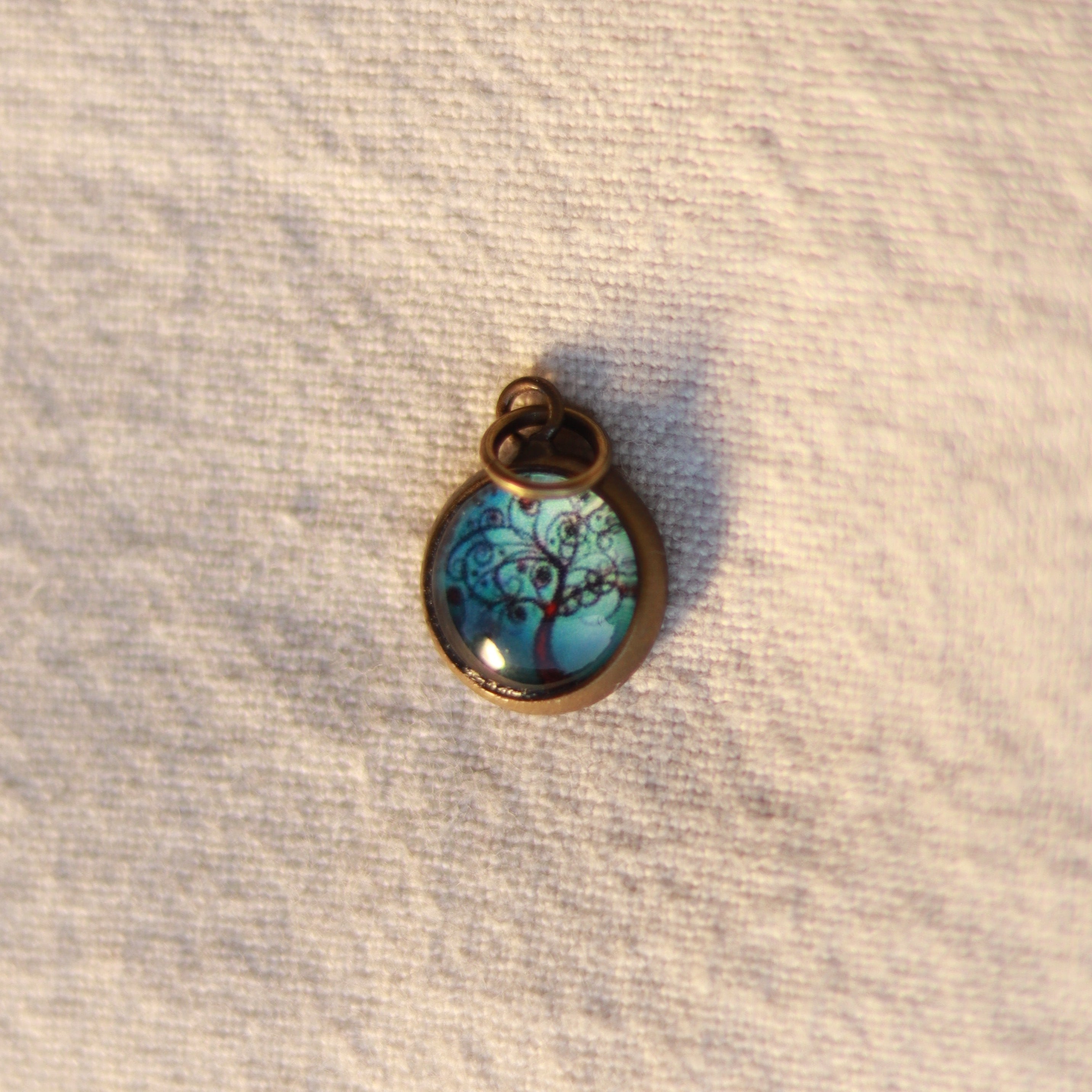 Cabochon Kette | Halskette mit Anhänger | bronzefarben