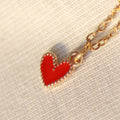 Golden Love | Halskette mit Emaille Herz Anhänger | gold | rot