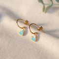 Golden Love | Creolen | Emaille Herz Anhänger | gold | blau