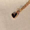Golden Love | Halskette mit Emaille Herz Anhänger | gold | schwarz
