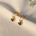 Golden Love | Creolen | Emaille Herz Anhänger | gold | schwarz