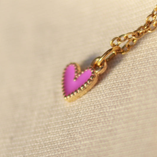 Golden Love | Halskette | Emaille Herz Anhänger | gold | flieder