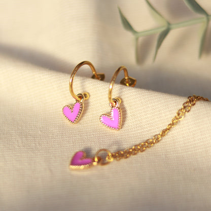 Golden Love | Halskette | Emaille Herz Anhänger | gold | flieder