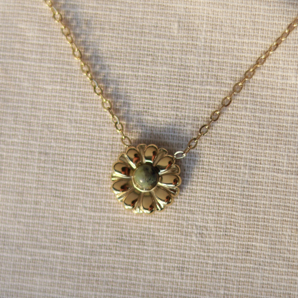 Green Blossom | Halskette mit zierlichem Aventurin Naturstein Anhänger| gold | khaki