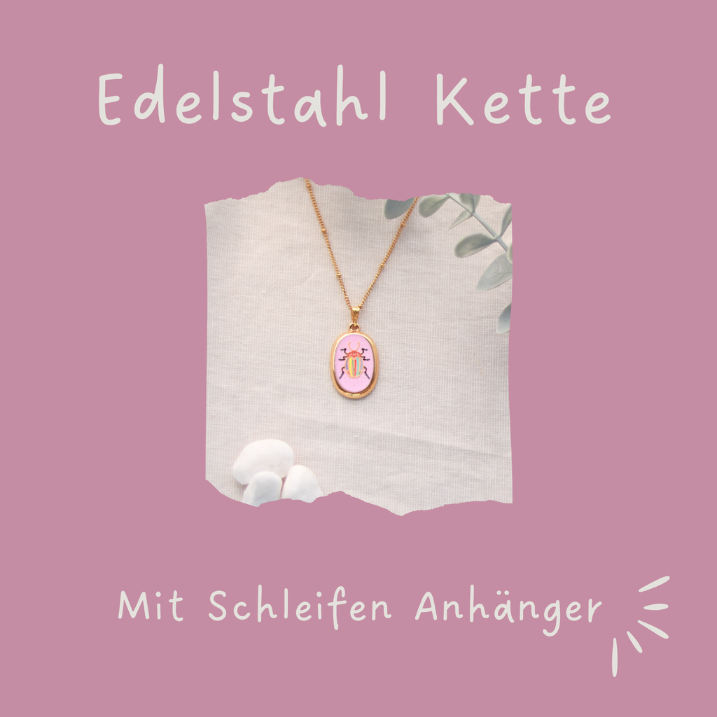 Käfer | Halskette mit Emaille Anhänger | gold