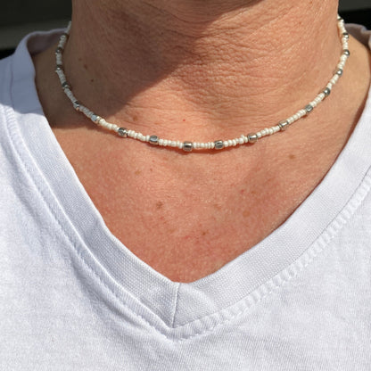 Perlenkette weiß Unisex