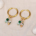 Golden Elegance | Creolen | Cloisonné Emaille Perlen Anhänger | gold | grün