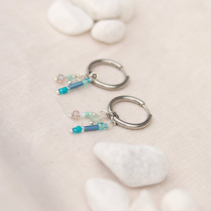 Silver Treasure | Creolen | Perlenmix Anhänger | silber | türkis