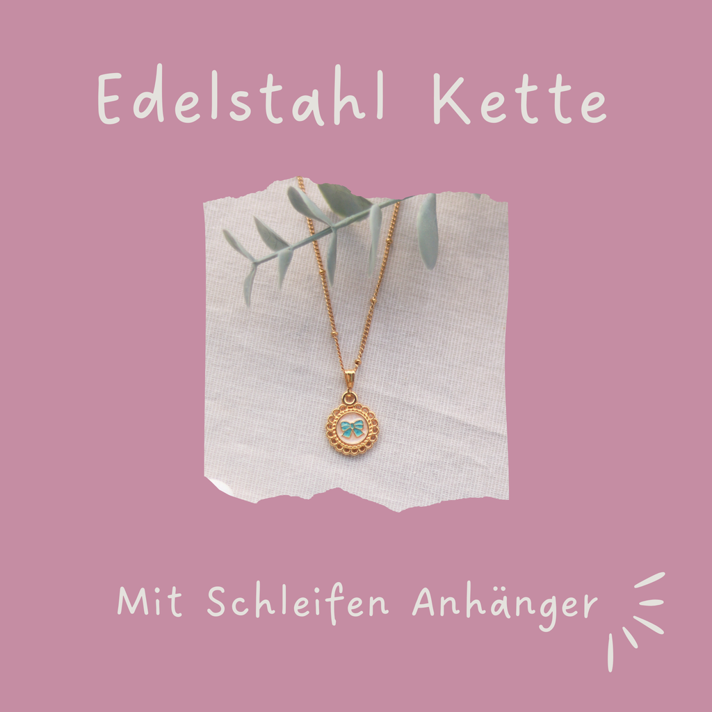 Schleifen | Halskette mit Emaille Anhänger | gold