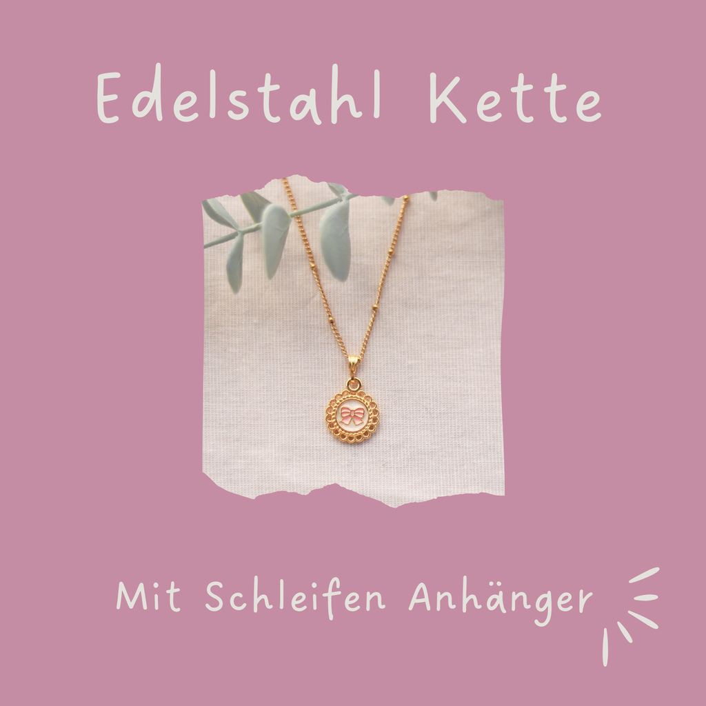 Schleifen | Halskette mit Emaille Anhänger | gold
